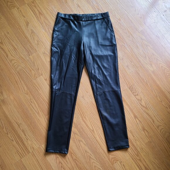 NEW NWOT CLARA SUN WOO LIQUID LEATHER SHEEN SIGNATURE SKINNY POCKET PANT VEGAN M - Picture 2 of 6